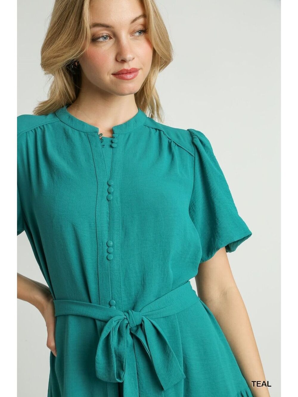 Umgee, button detailed mini Dress Teal, NWT, small, med, large